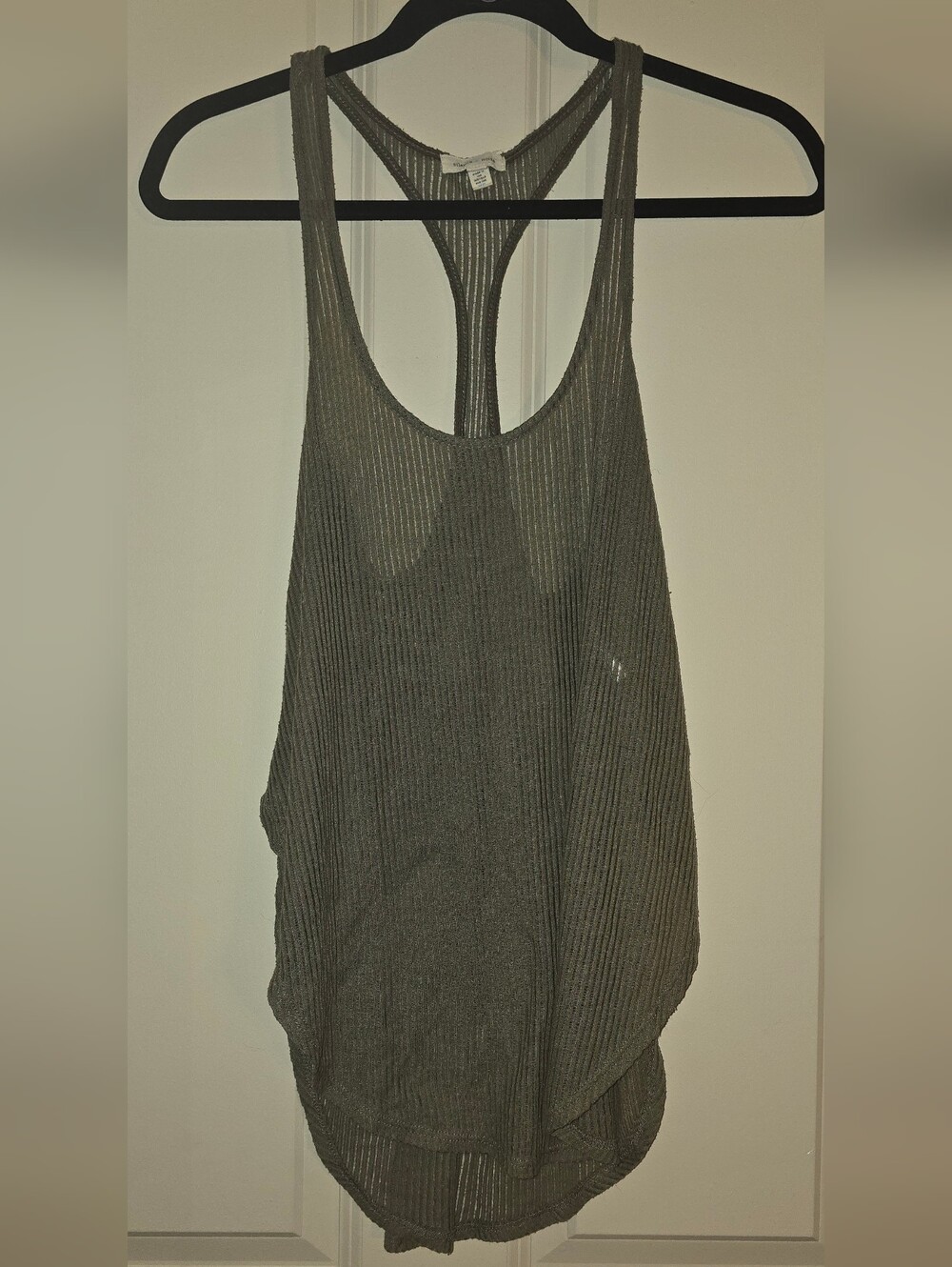 silence + noise Green Ribbed Tank Top